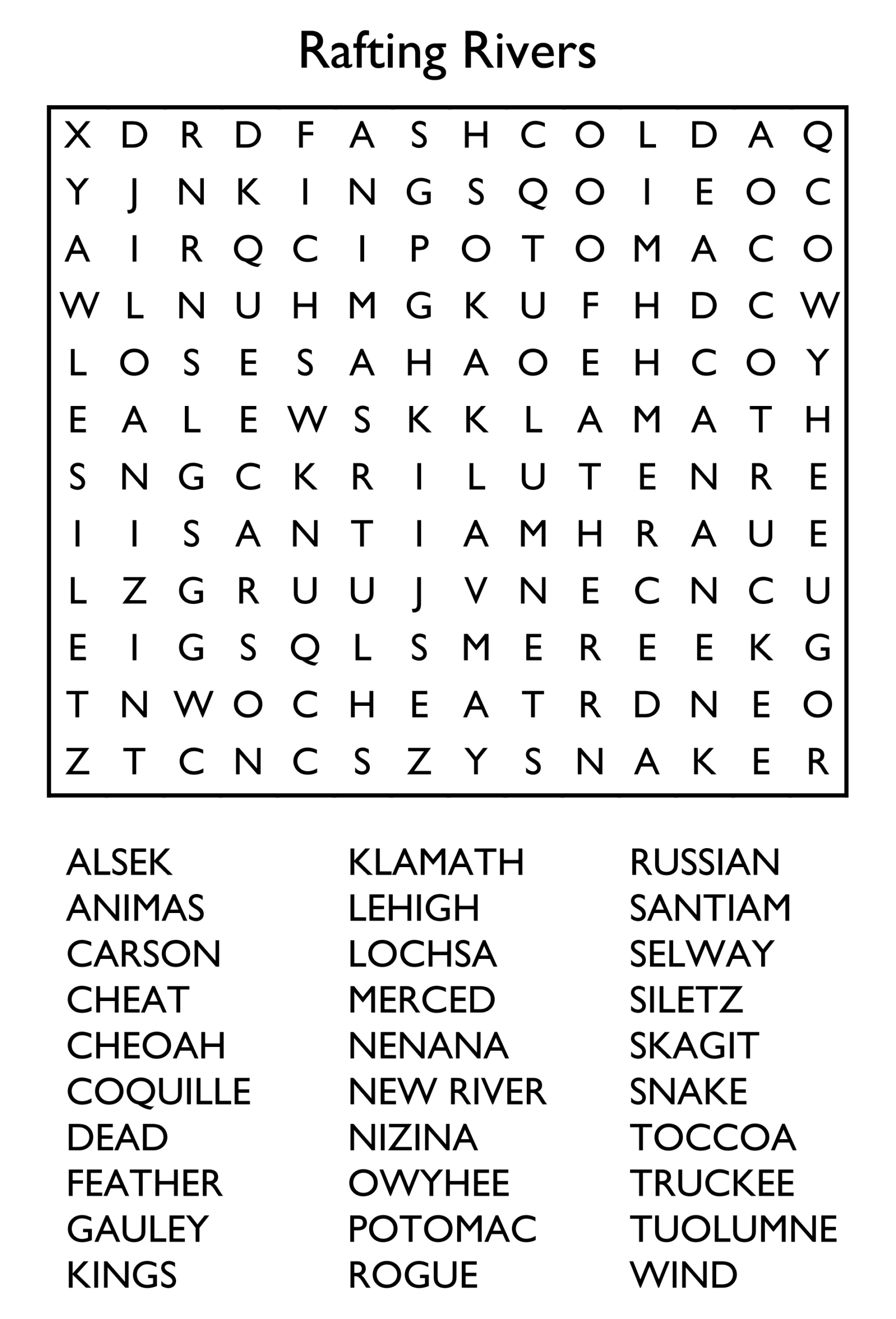 Adult Printable Word Search