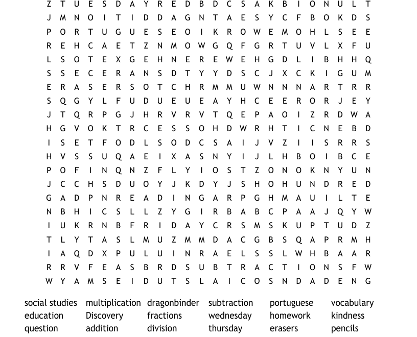 100 Days Of School Word Search WordMint
