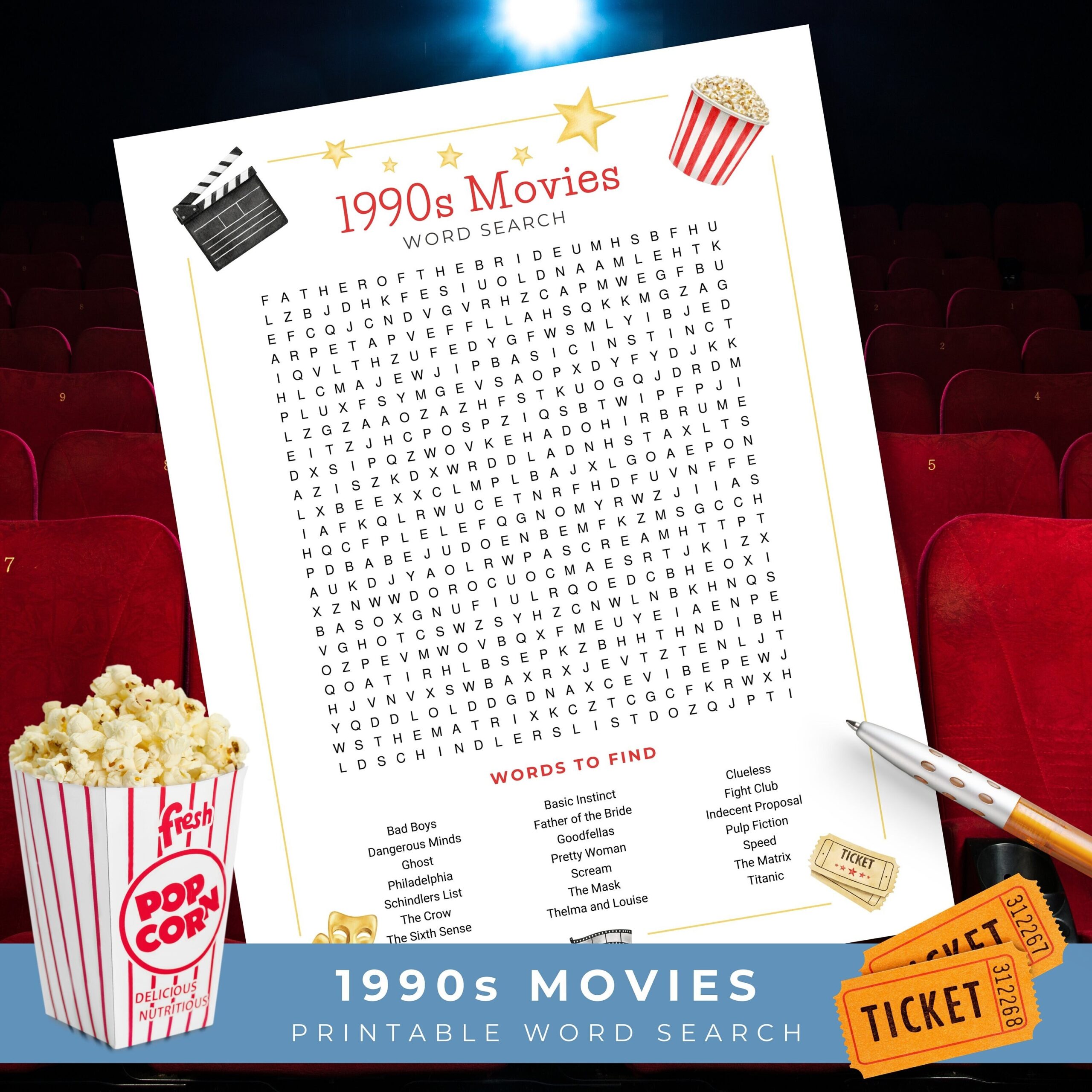 Word Search Printable Movies