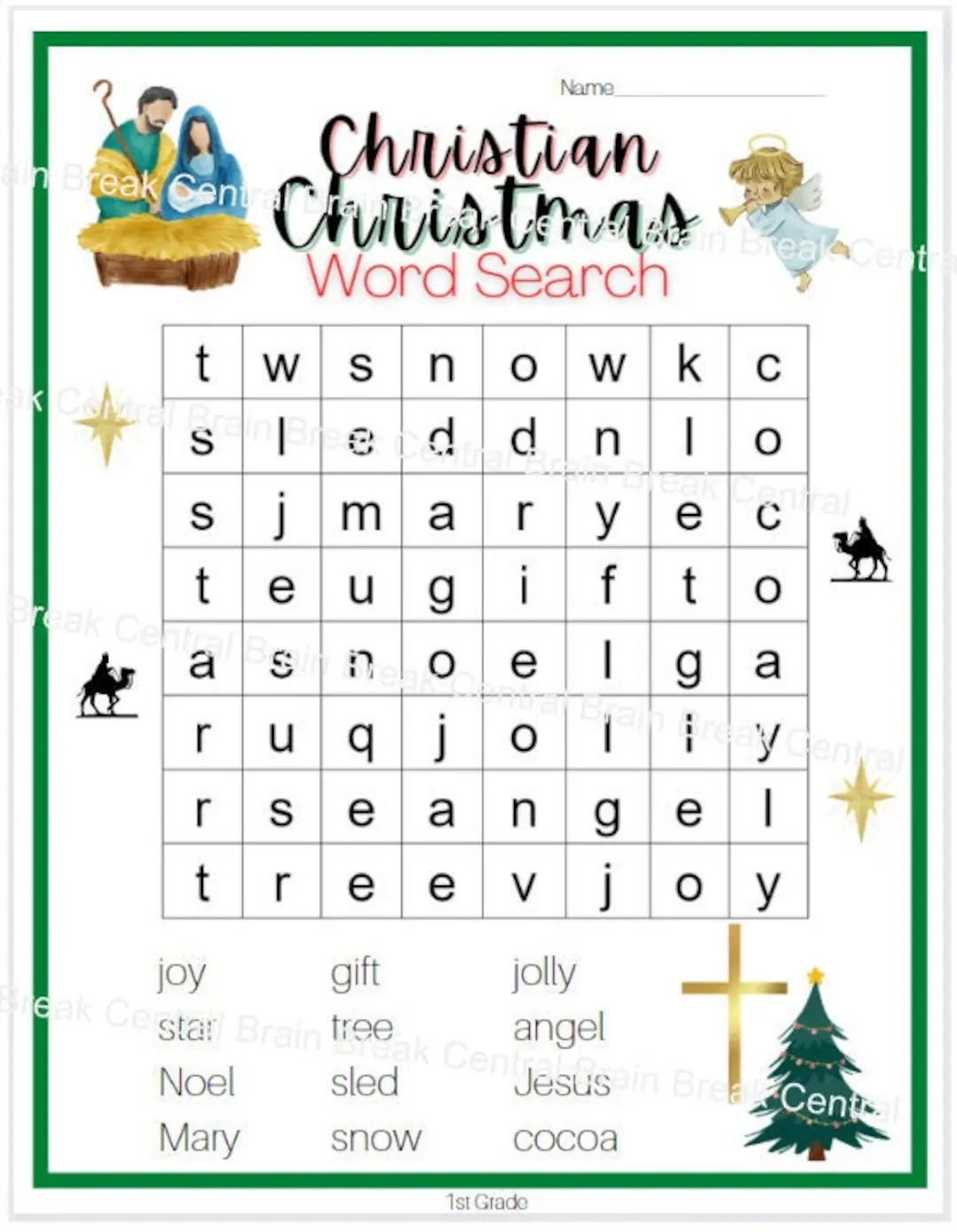 Free Printable Religious Christian Christmas Word Search