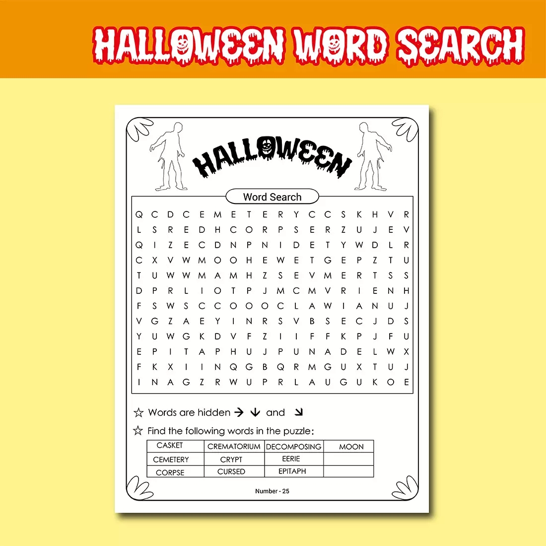 25 Pages Halloween Word Search Puzzle Activity Book MasterBundles