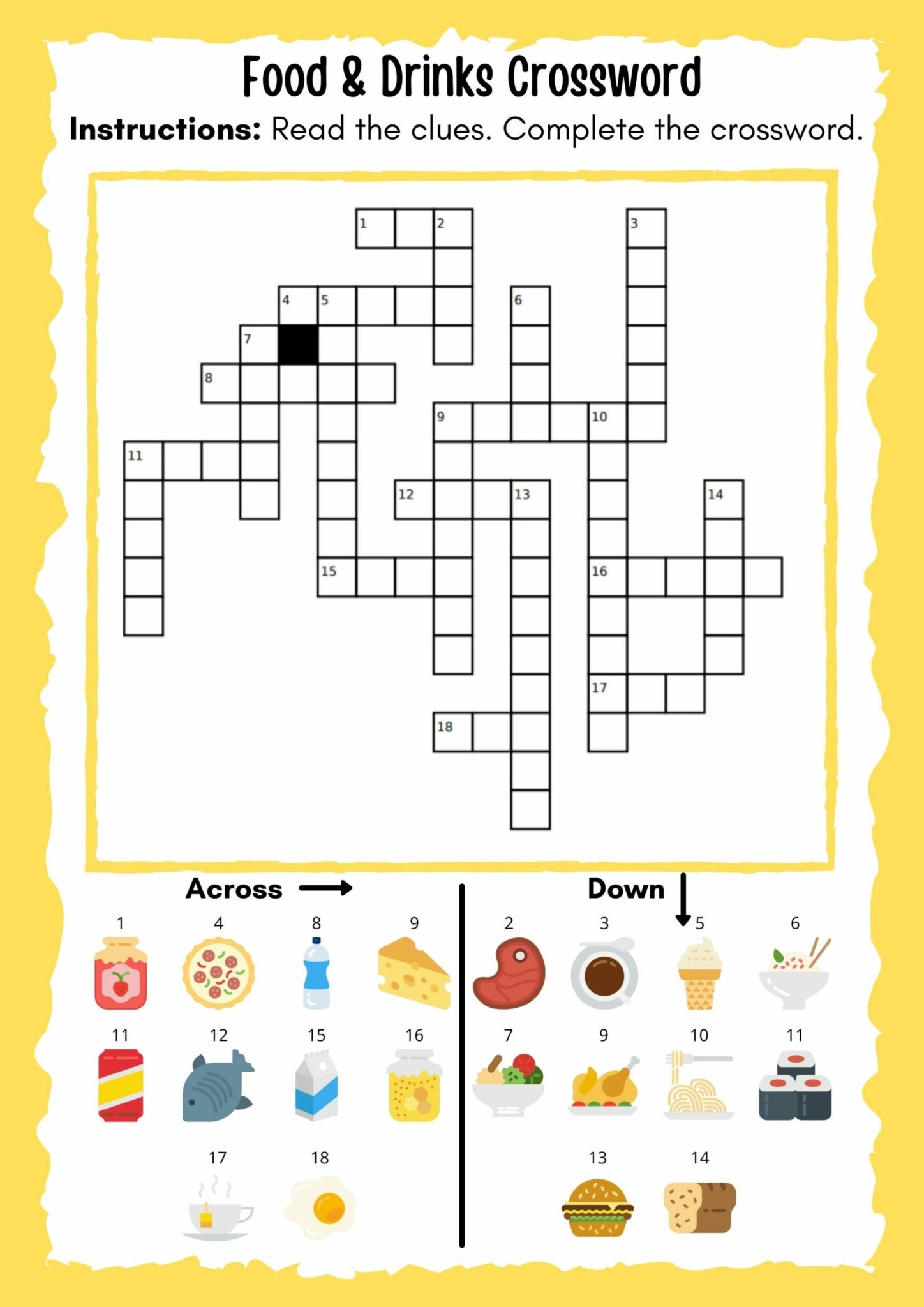 Free Printable Word Search La Comida