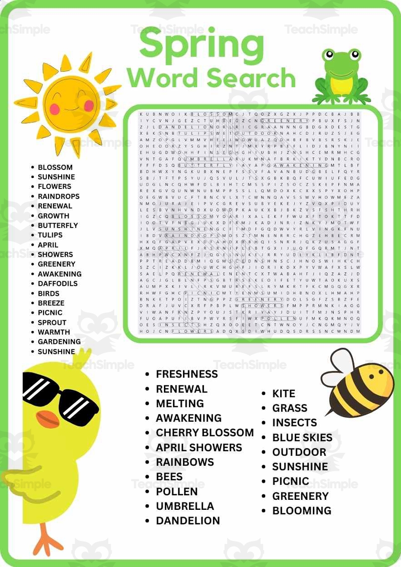 Spring Break Word Search Free Printable Spring Break Word Search Free Printable