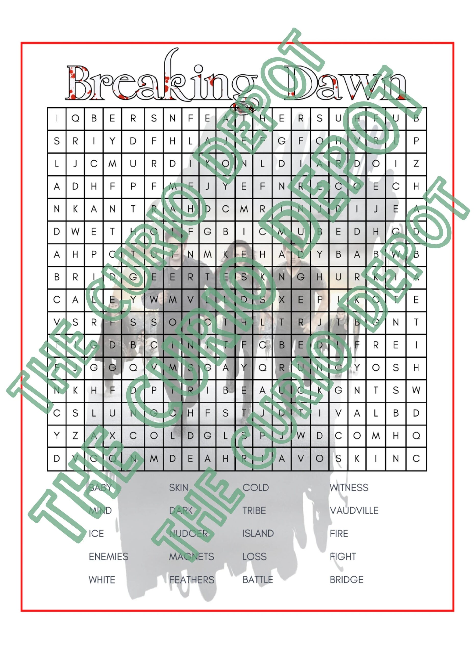 4 Printable Twilight Word Search Plus Answer Key Vampire Shifter Inspired Word Game Activity Bookish Game Birthday Party Book Club Etsy