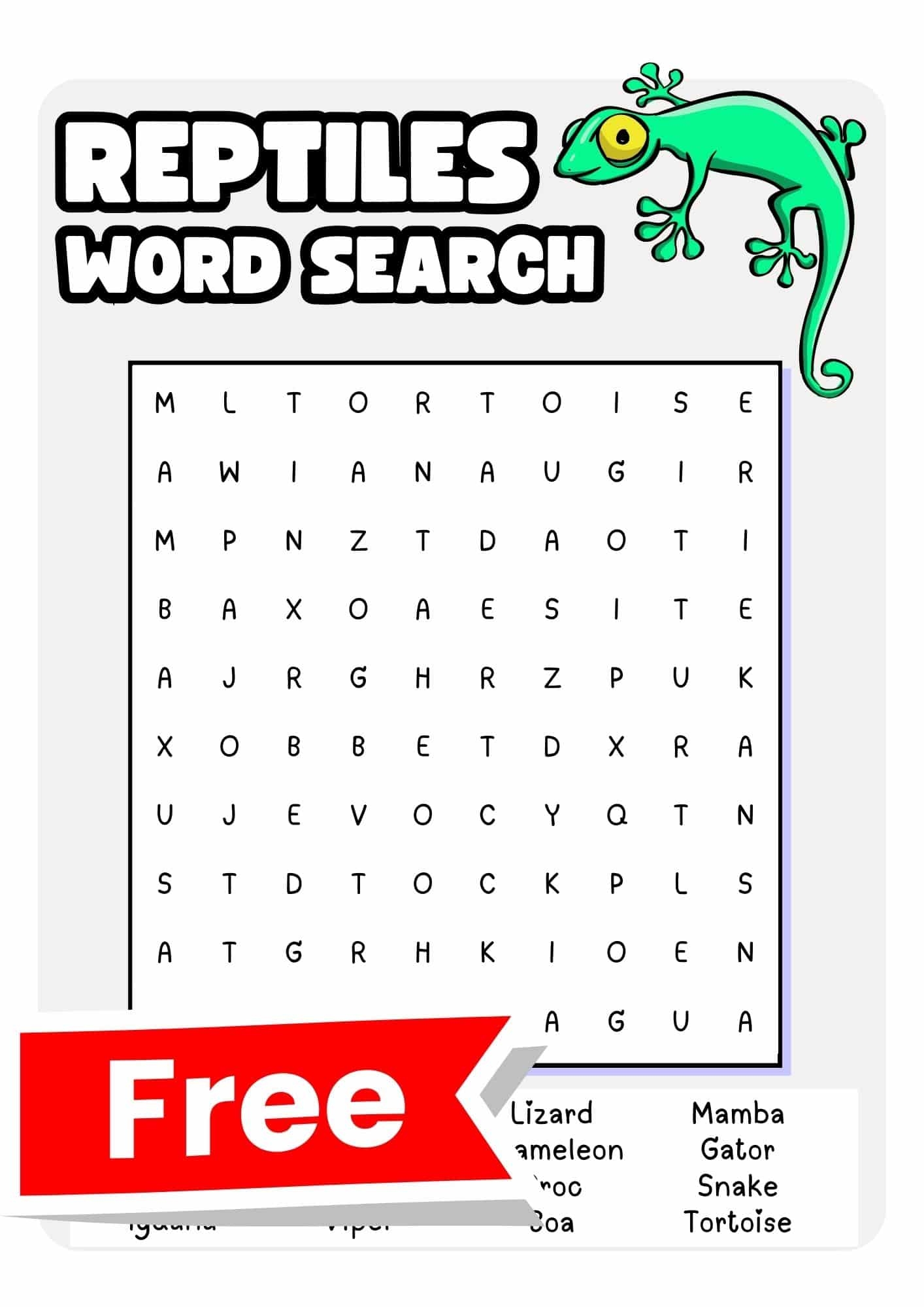 Printable Hard Animal Word Search