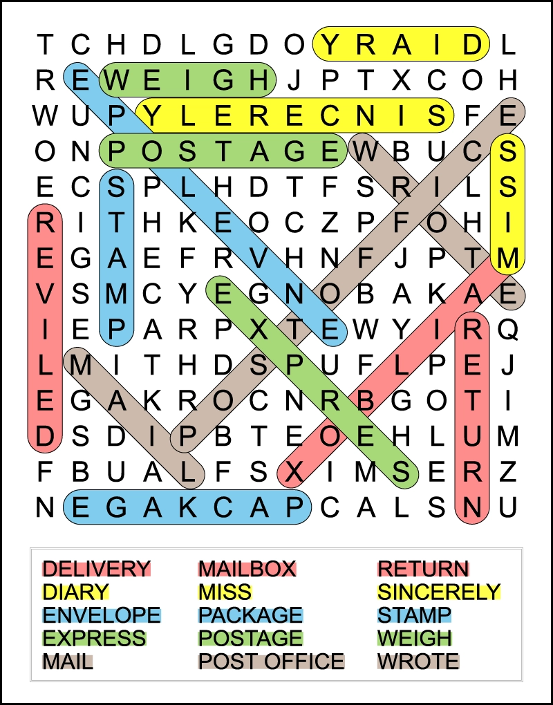 4th Grade Mail Theme Word Search 4th Grade Mail Theme Word Search