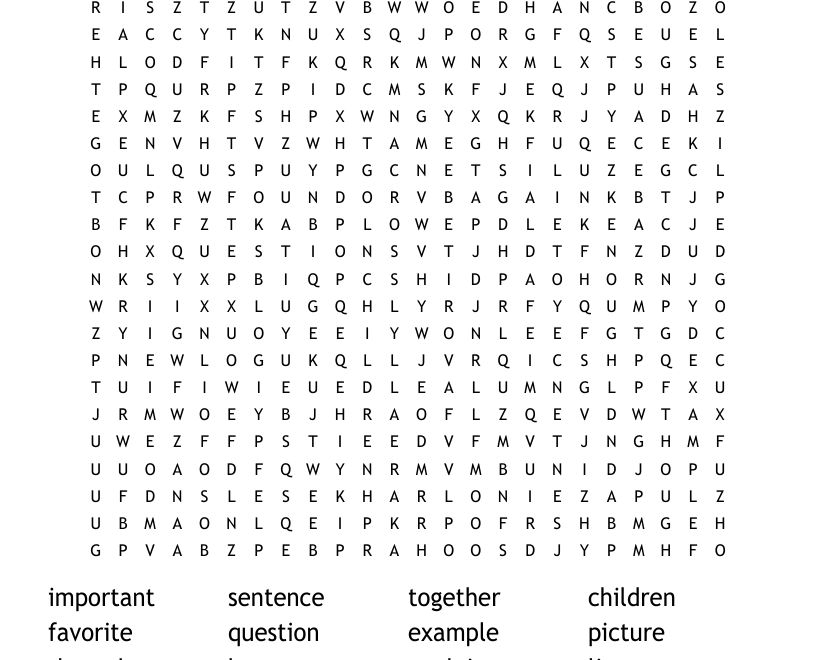 4th Grade Sight Words Word Search WordMint