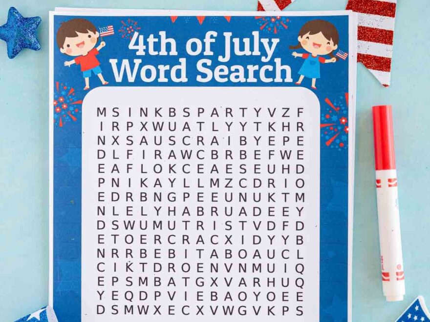 4th Of July Word Search Free Printable Play Party Plan