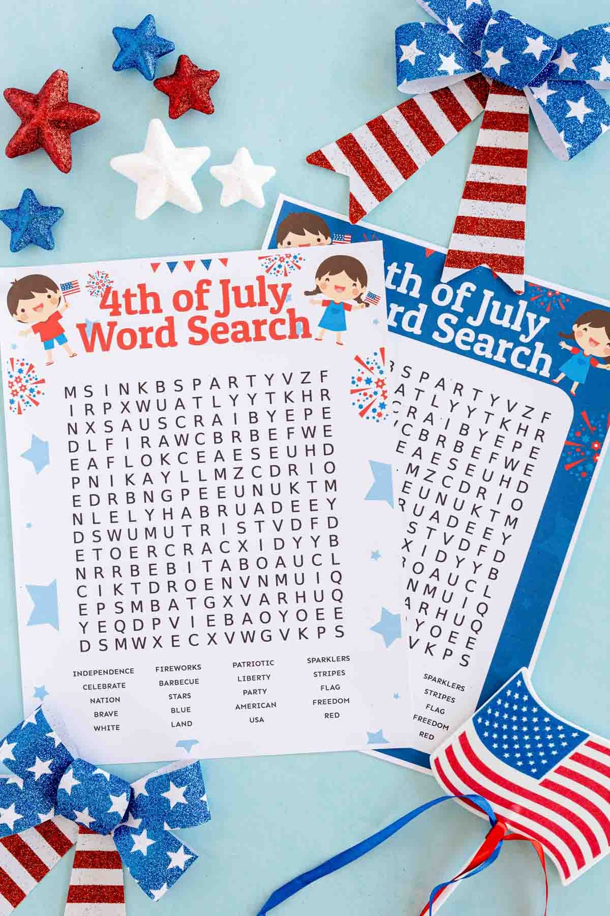 4th Of July Word Search Free Printable Play Party Plan