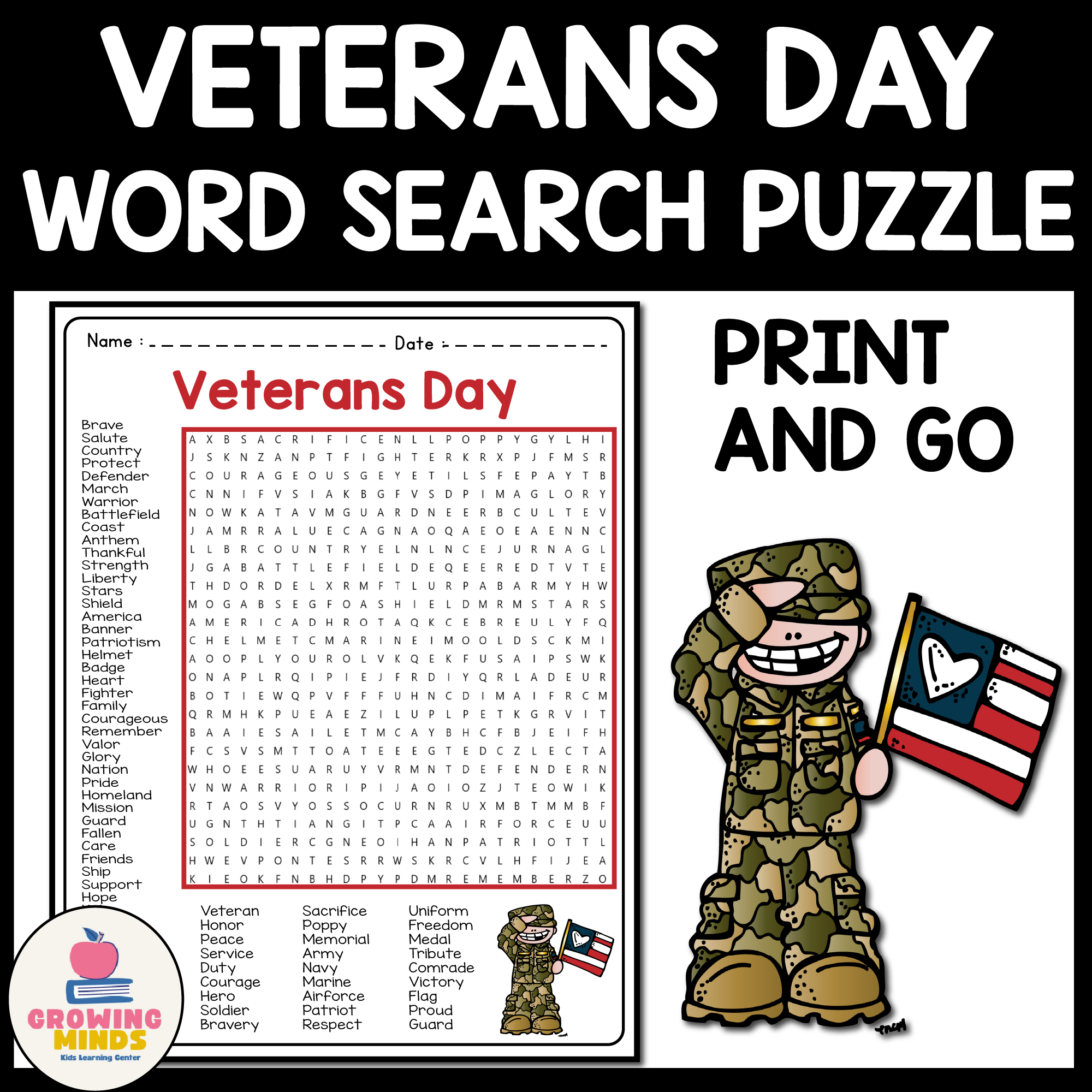 Word Search Veterans Day Printable Word Search Veterans Day Printable