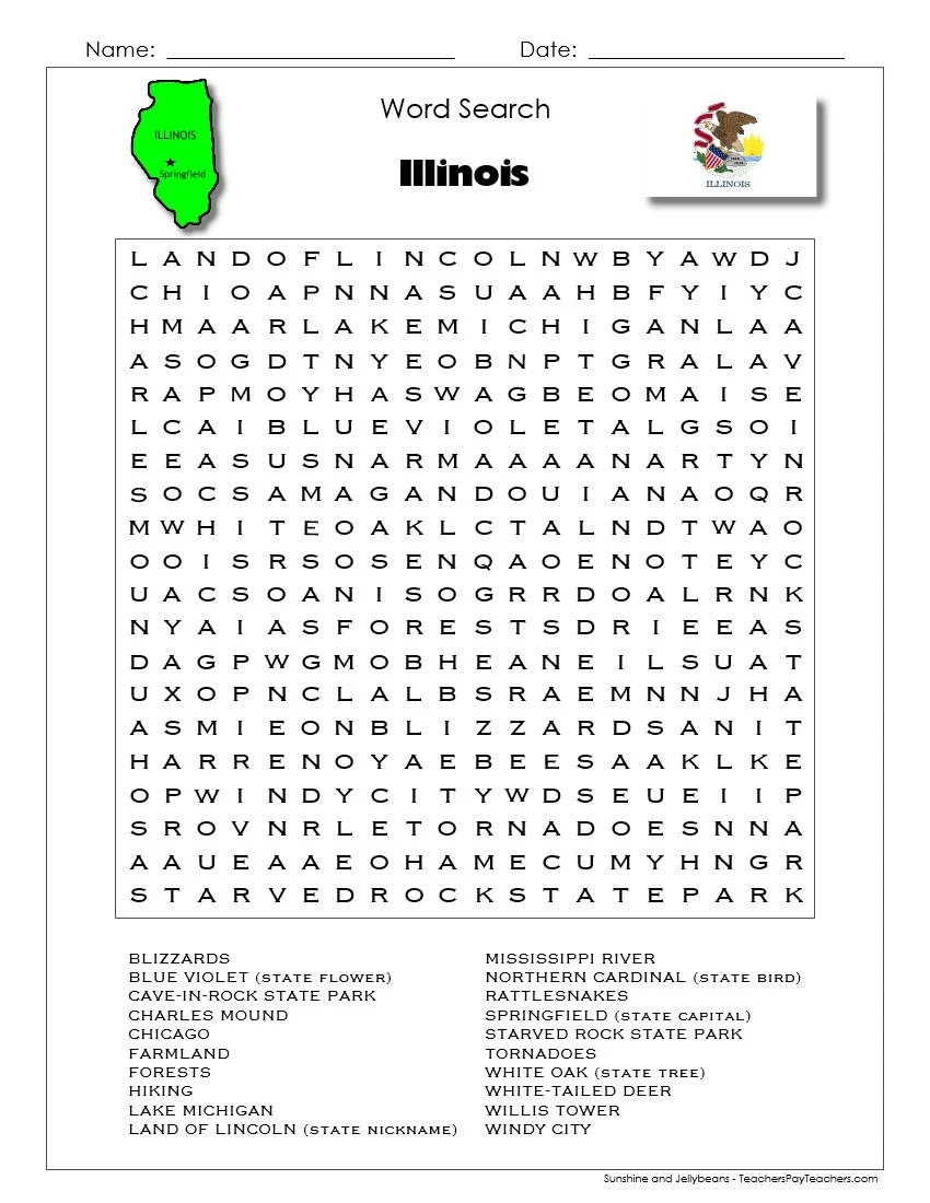 50 States Word Search Puzzles U S States Geography Activity Grades 4 5 Capitals Nicknames Symbols Birds Etsy