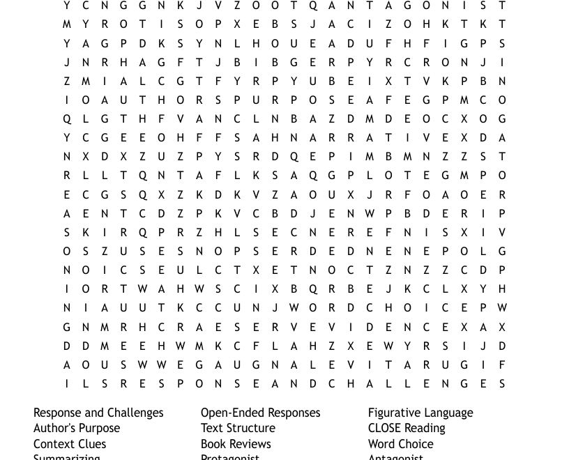 6th Grade ELA Topic Word Search WordMint