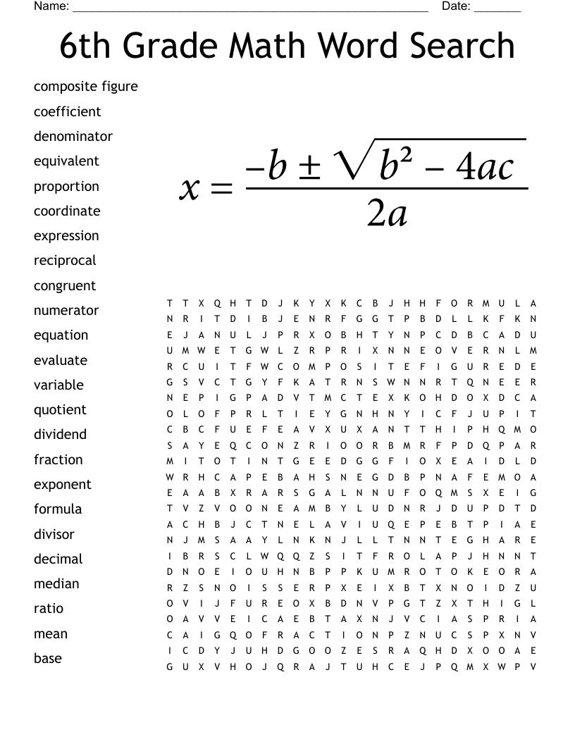 Word Searches Printable 6 Grade