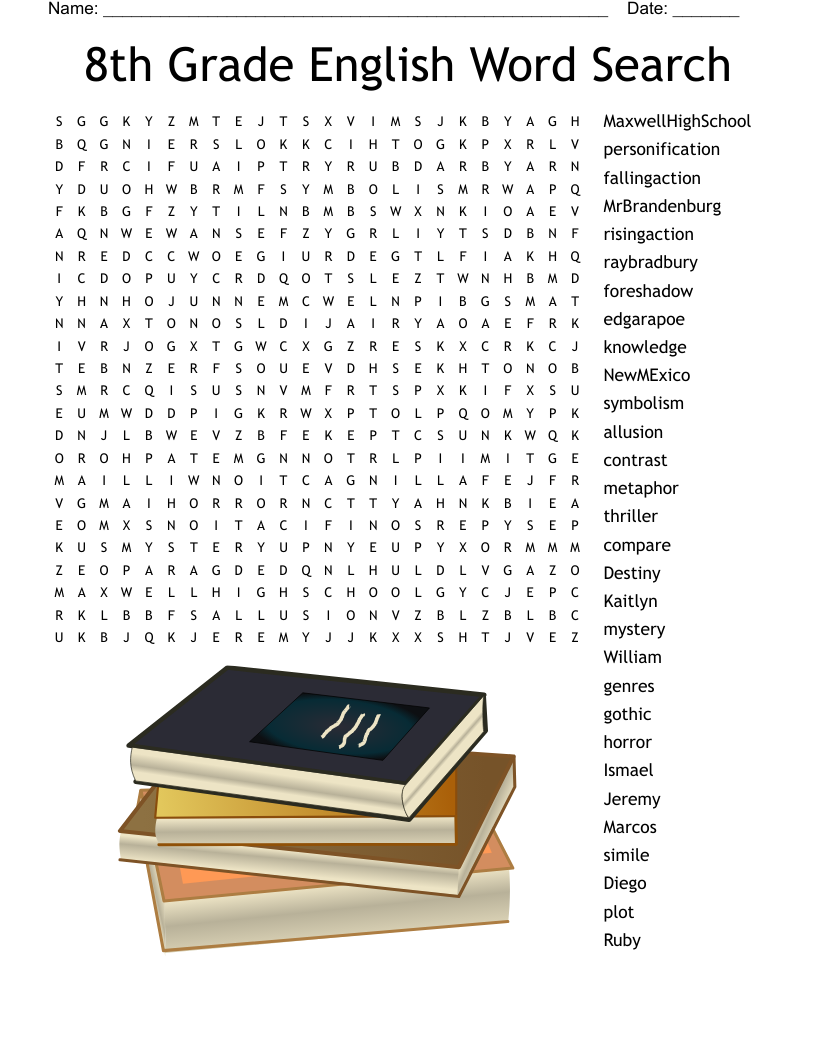 8th Grade English Word Search WordMint