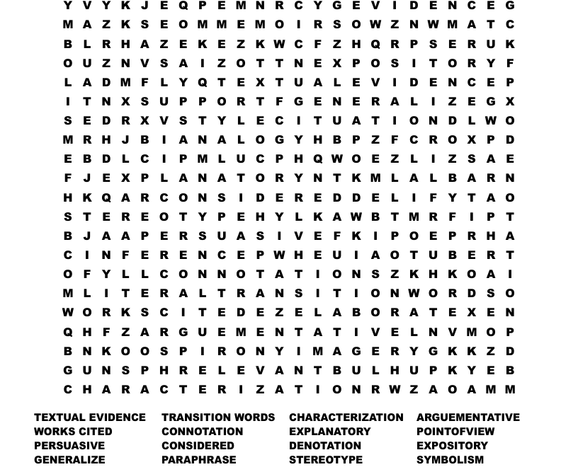 8th Grade Vocabulary Word Search WordMint