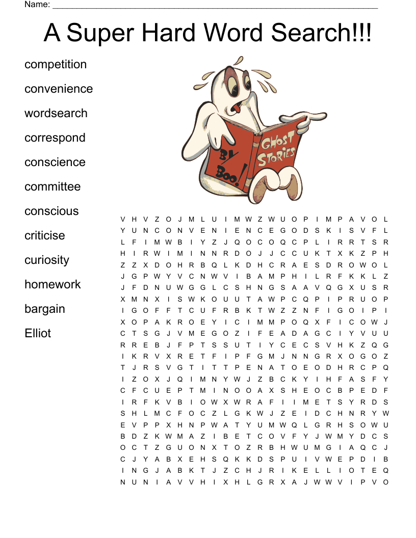 Free Hard Word Search Printables