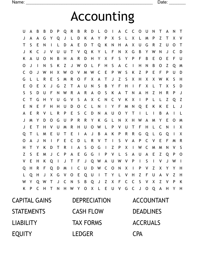 Accounting Word Search WordMint