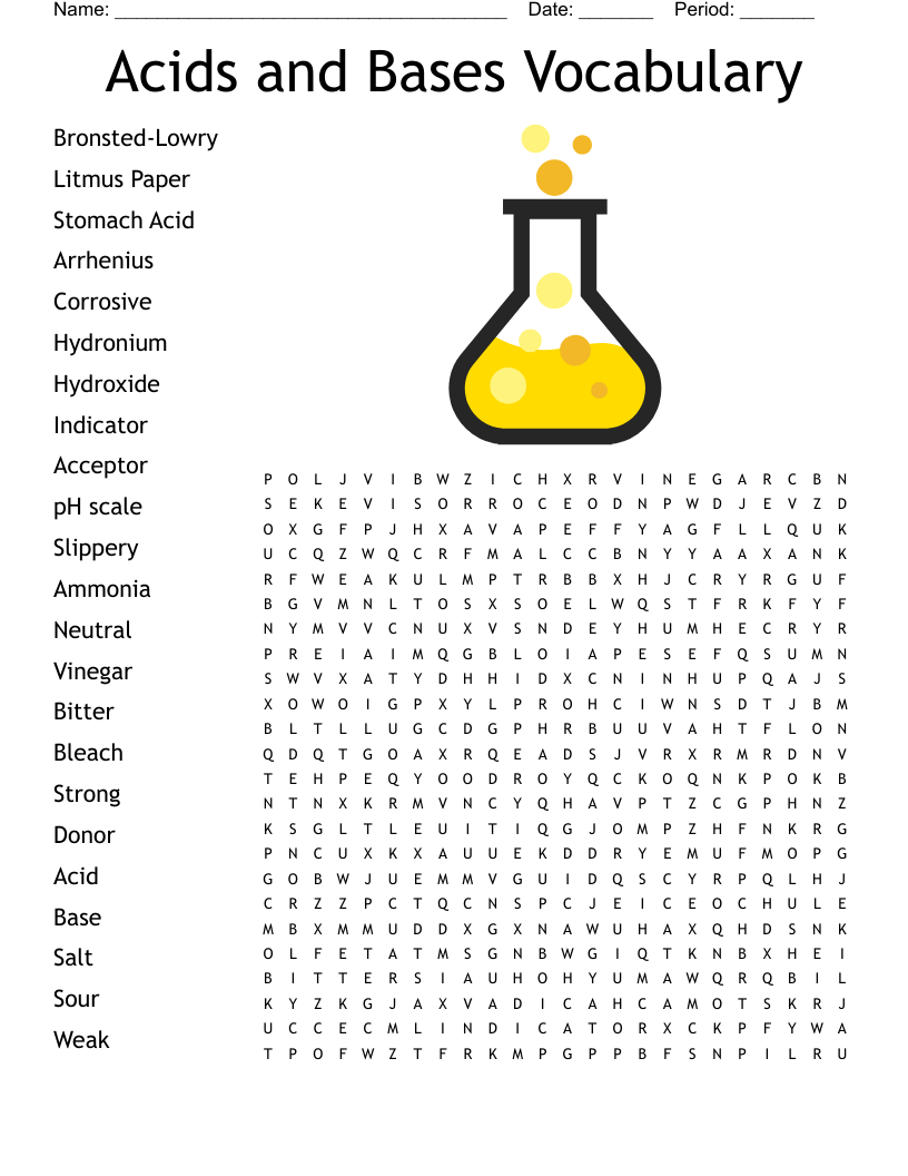 Acids And Bases Vocabulary Word Search WordMint
