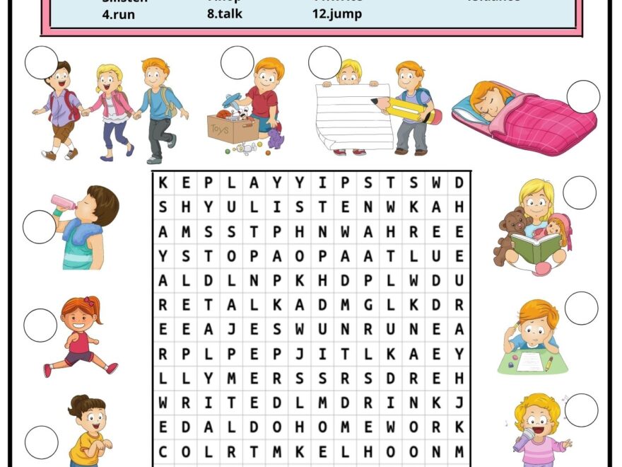 Action Verbs Word Search 2 Free PDF Download Ezpzlearn
