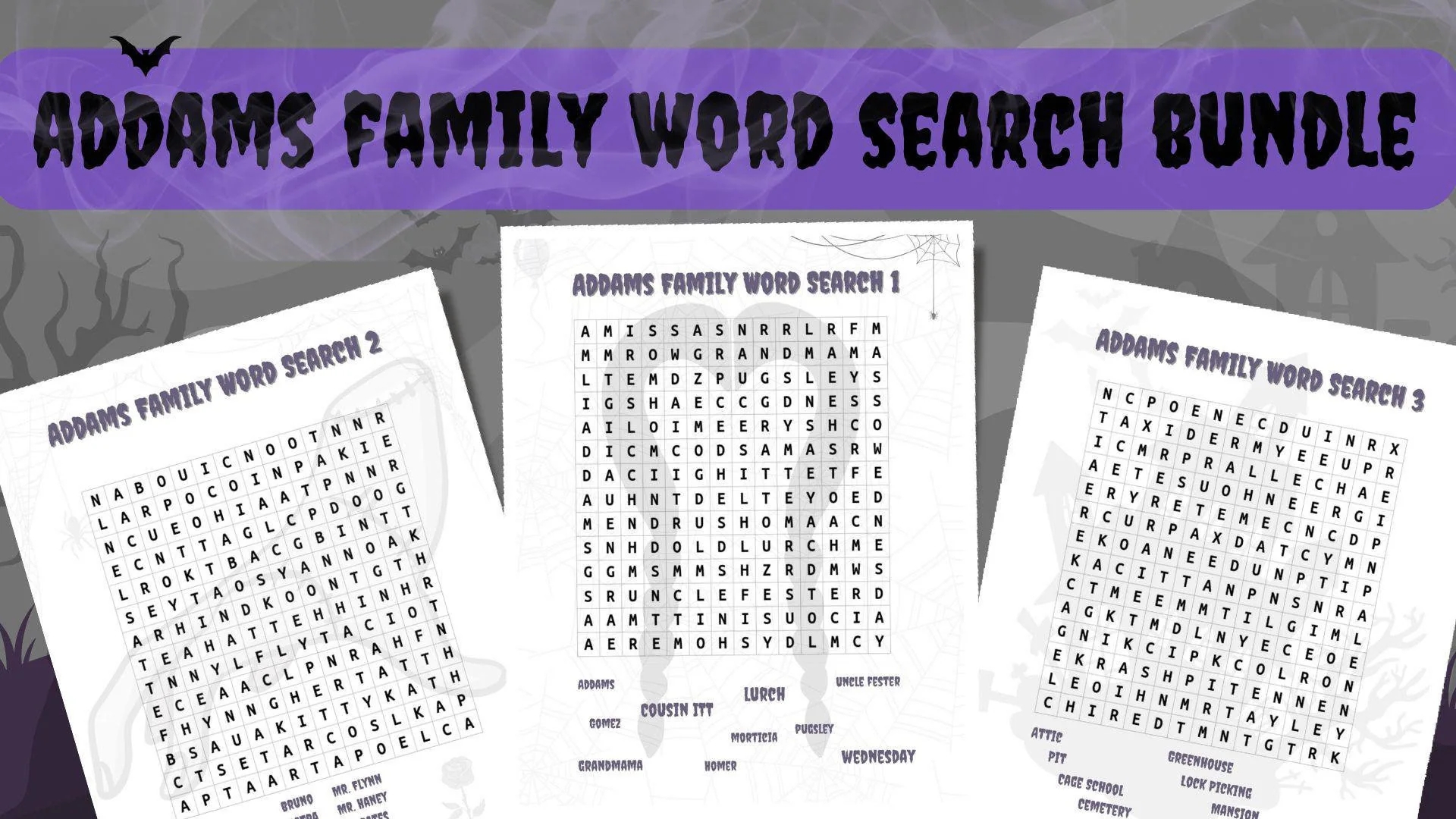 Addams Family Addams Family Printable Word Search Kids Word Search Kids Activity Kids Fun Kids Puzzle Wednesday Etsy