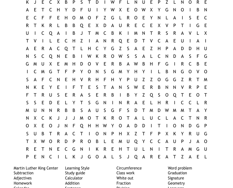 Adult Education Word Search WordMint