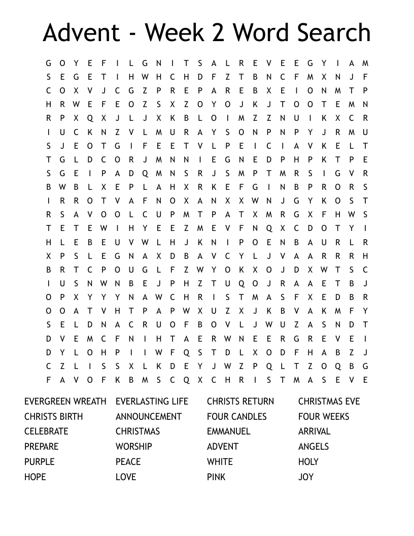 Advent Week 2 Word Search WordMint