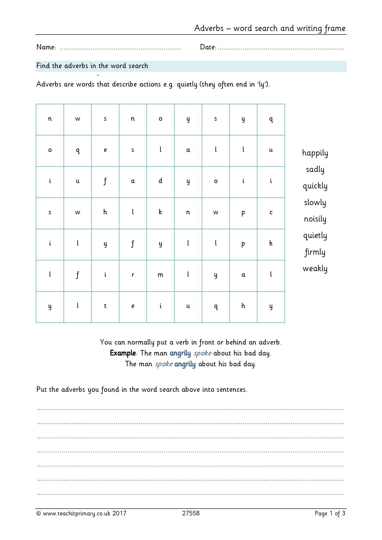Word Search Printable Adverbs Word Search Printable Adverbs
