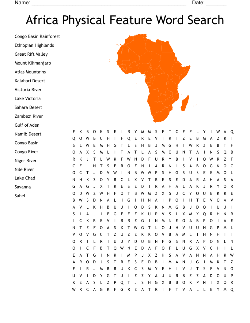 Africa Word Search WordMint