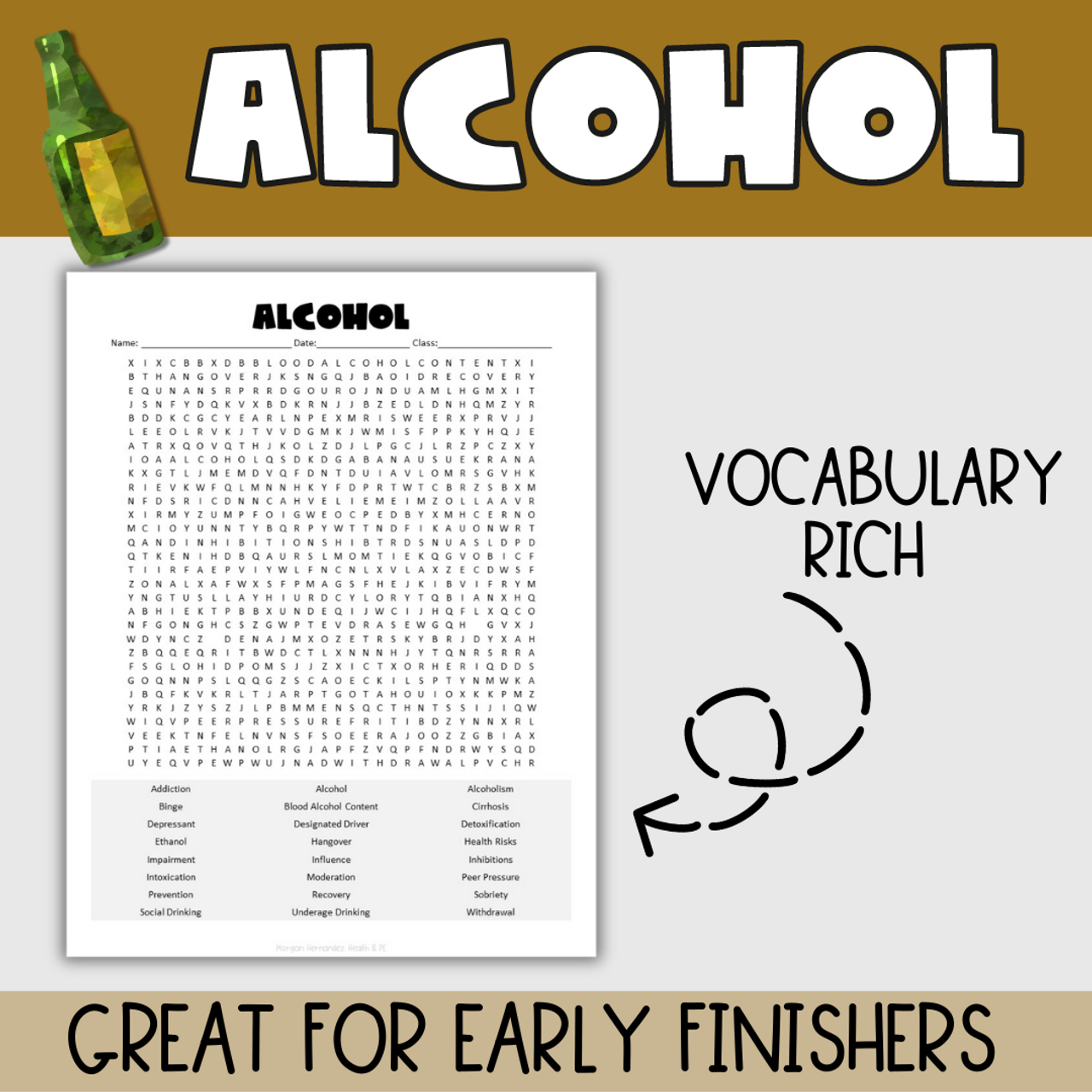 Alcohol Word Search Puzzle Worksheets Library