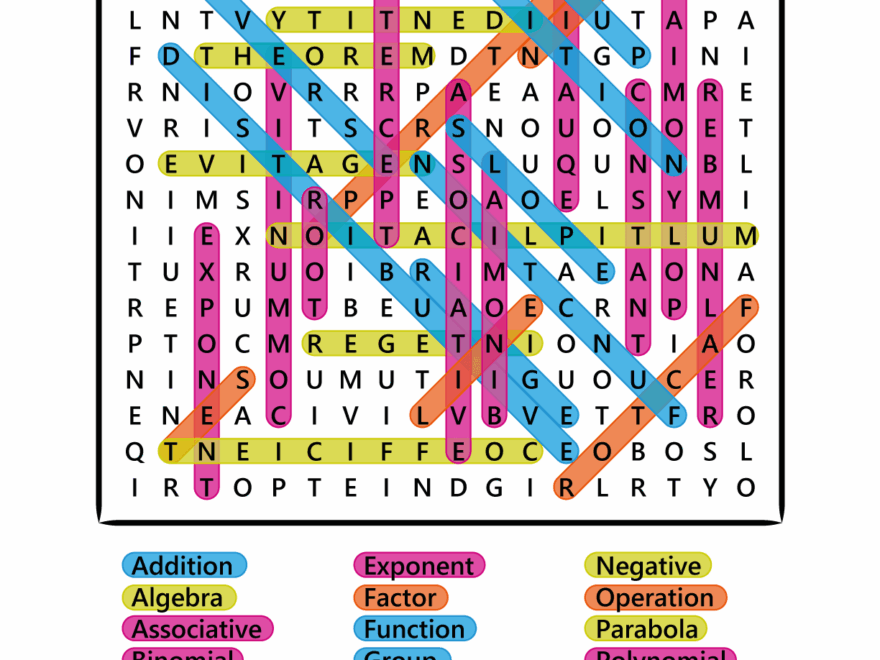 Algebra Word Search