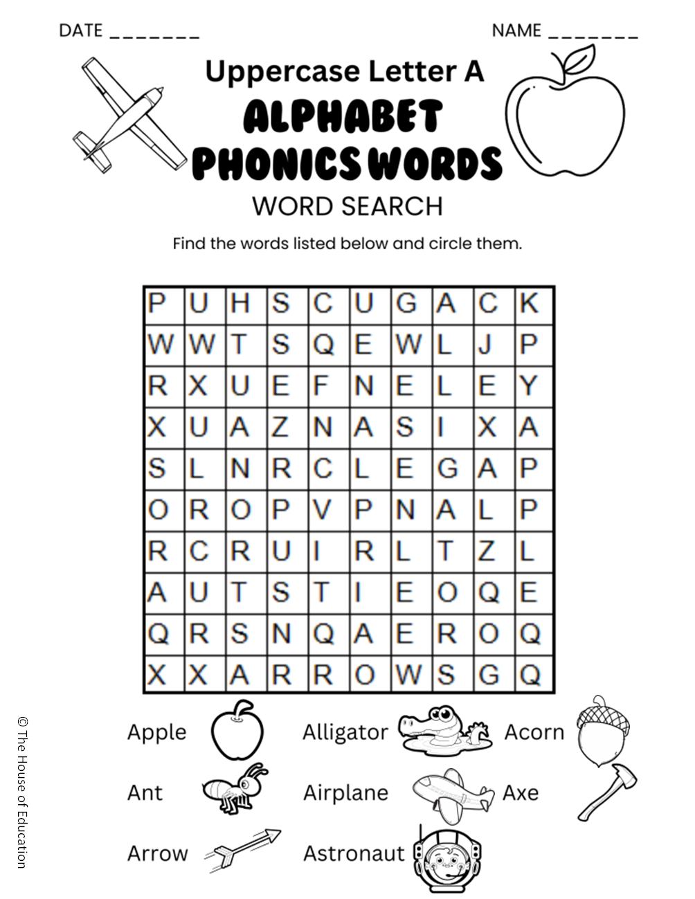 Alphabet Uppercase Letter A Phonics Word Search word Search Puzzles Freebie Teaching Resources