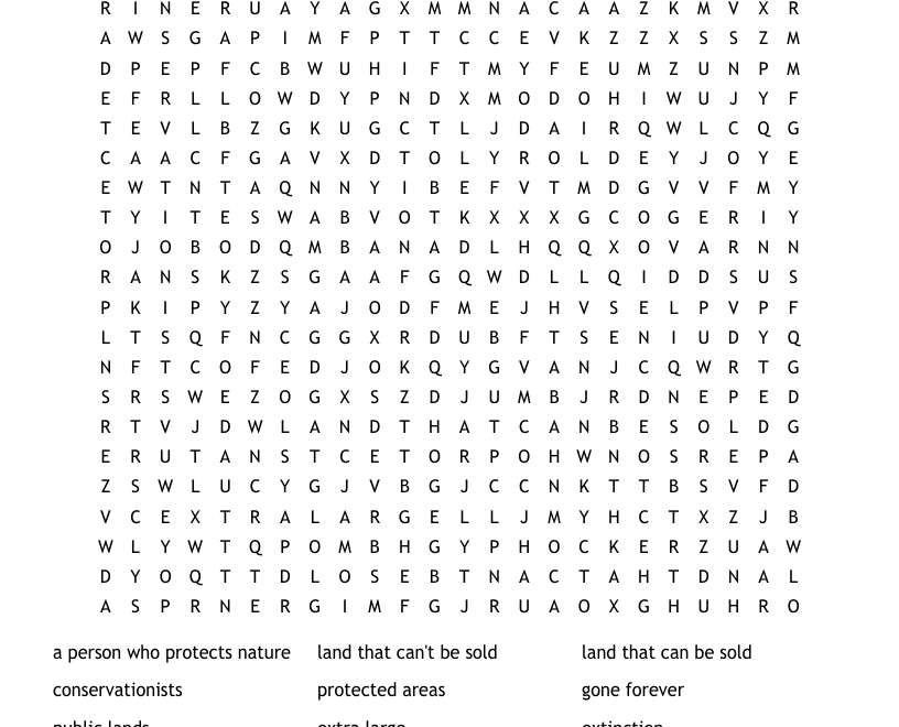 American Bison Vocabulary Word Search WordMint