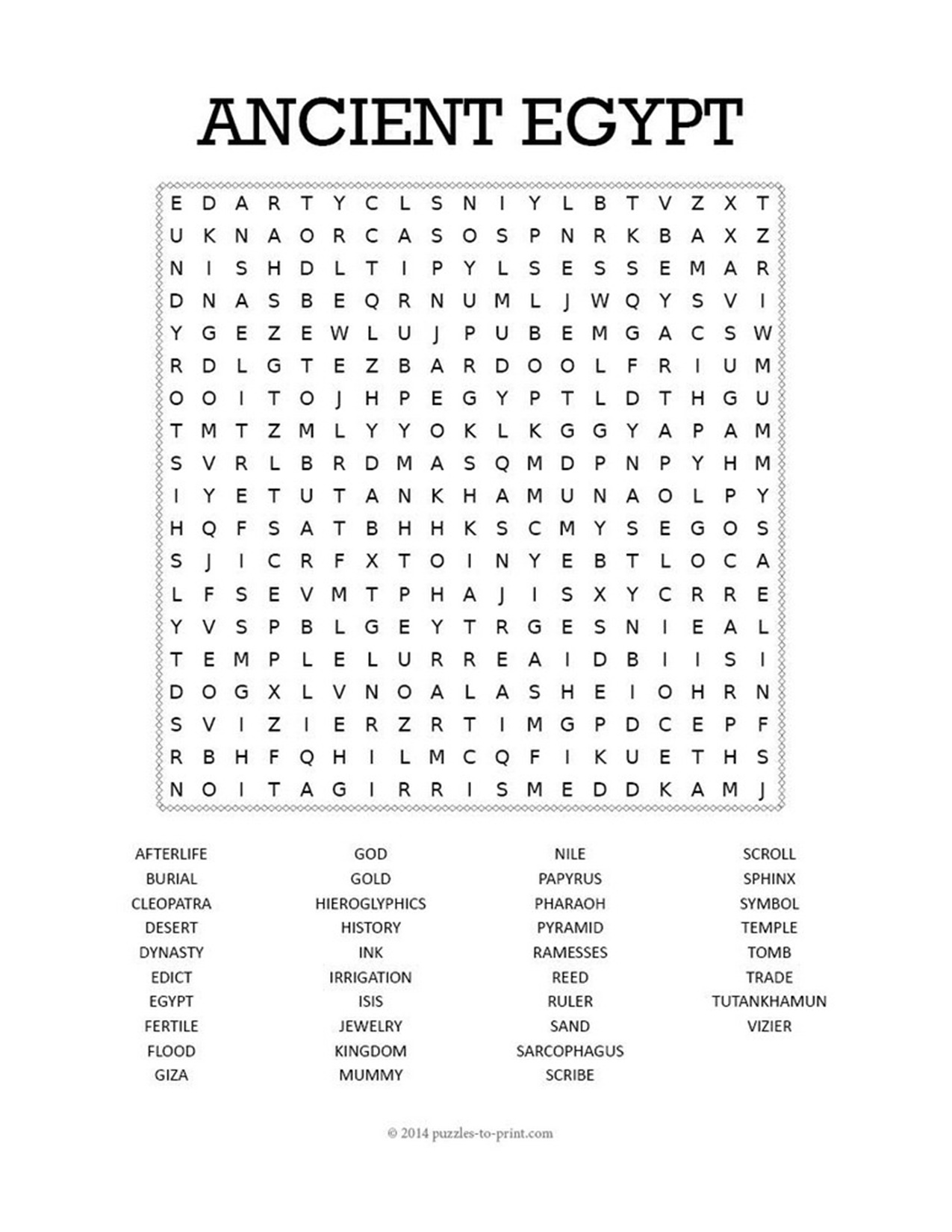Ancient Egypt Word Search png