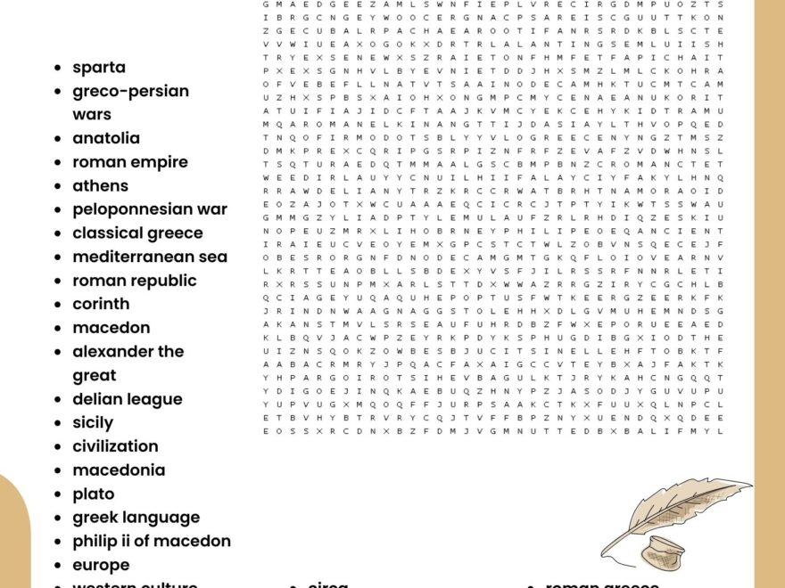 Ancient Greece Word Search Puzzle Worksheet Activities For Kids Made By Teachers