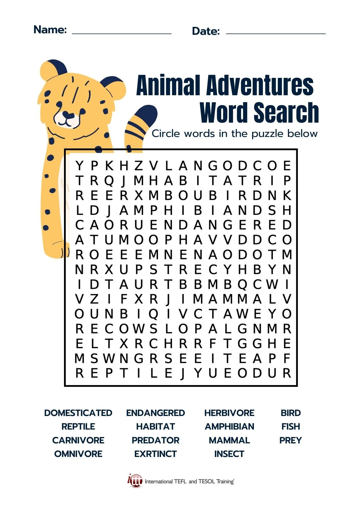 Habitat Word Search Printable