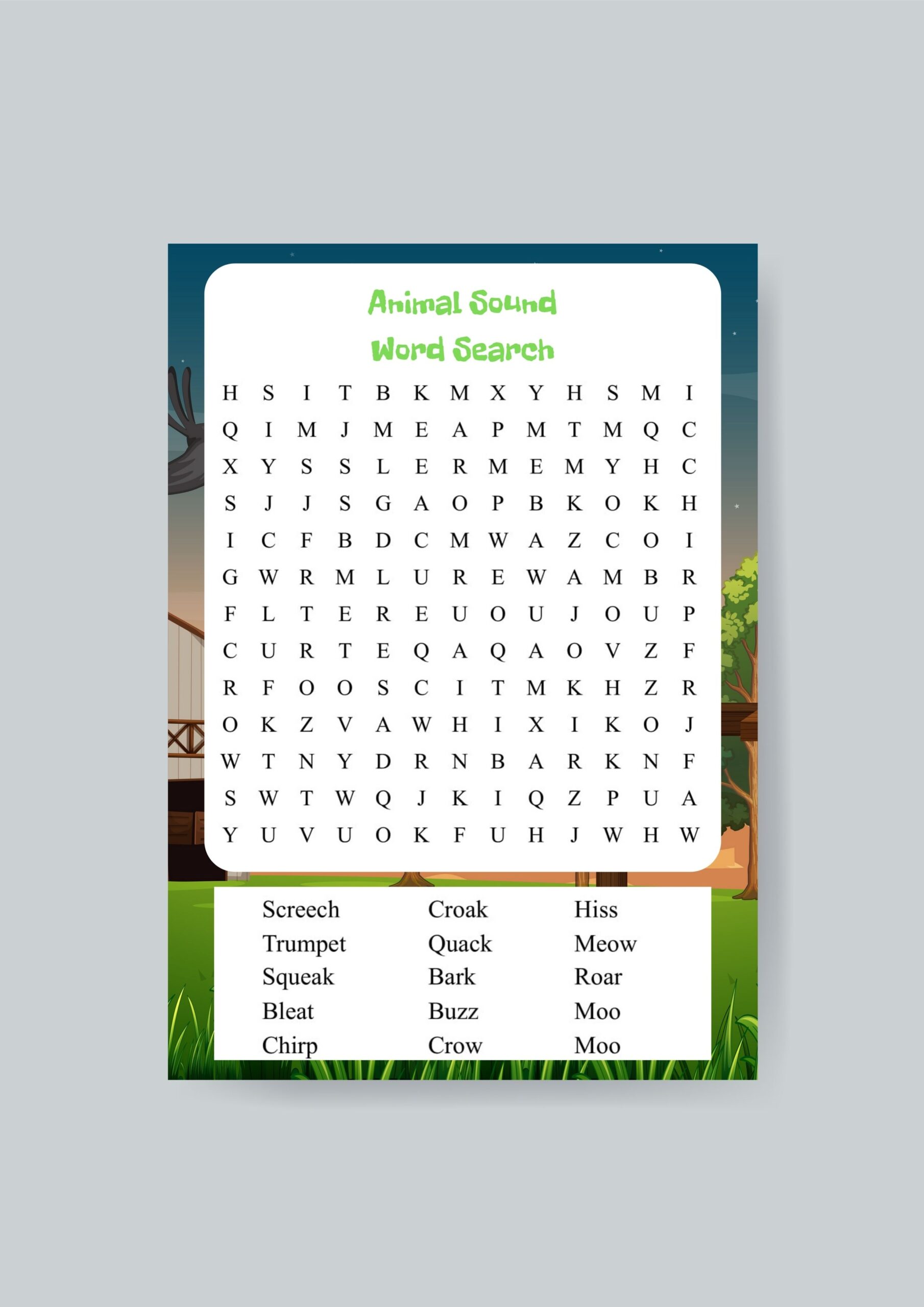 Word Search Printablre  Animal Word Search Printable