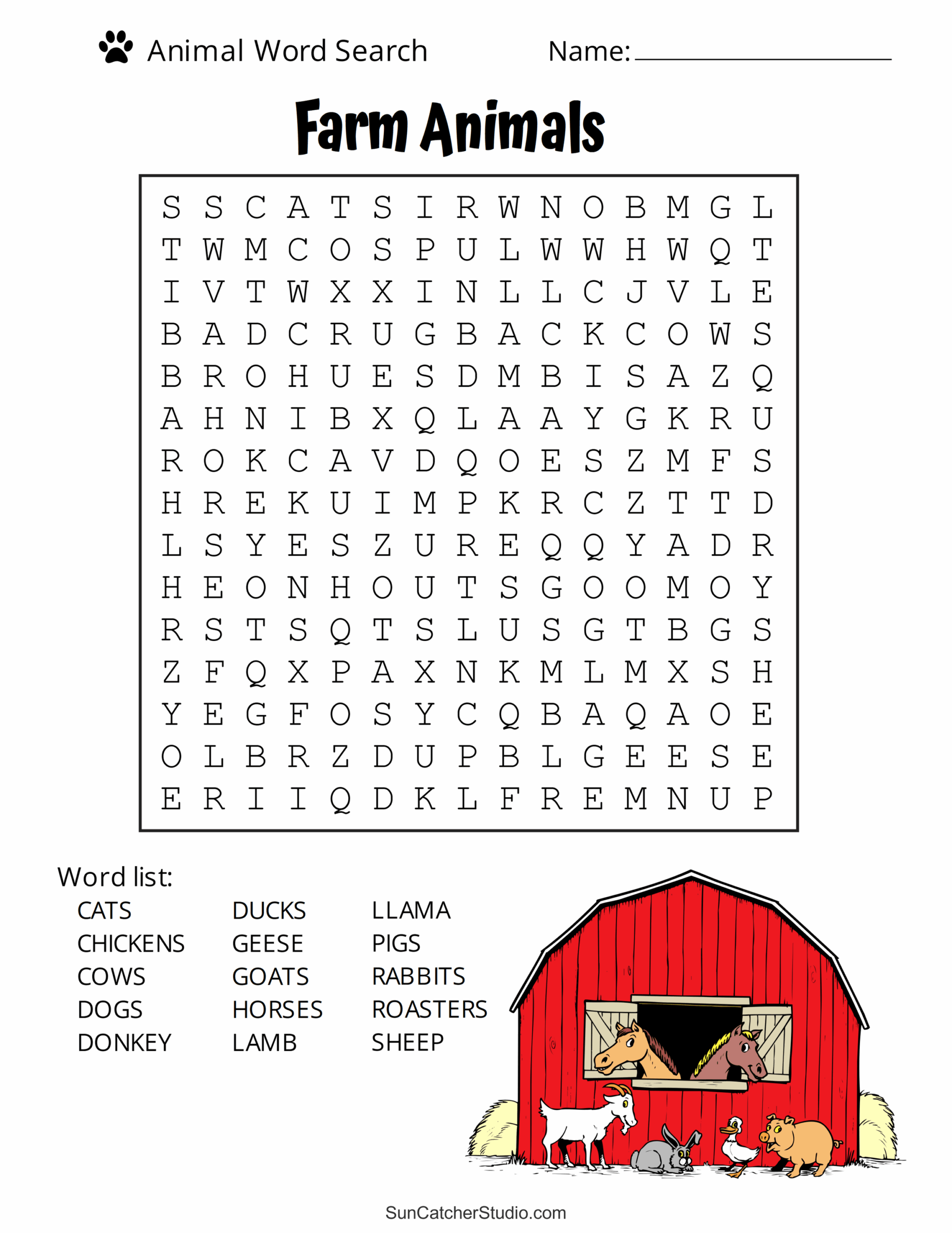 Animal Word Search Free Printable Dog Pet Dinosaur Puzzles Free Printables Monograms Design Tools Patterns DIY Projects