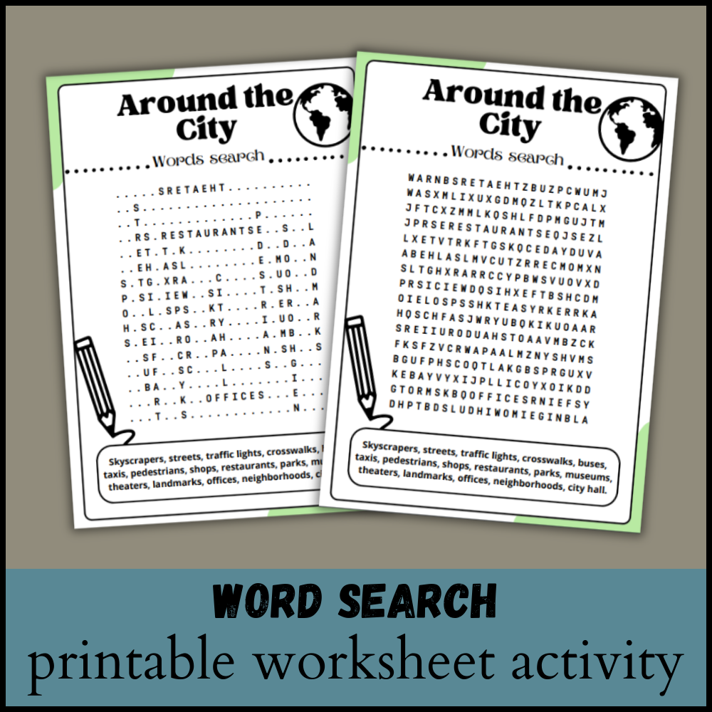 Around The City Word Search Puzzle Worksheet Activity Made By Teachers