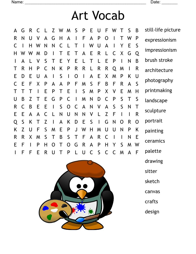 Word Search Puzzle Middle School Printable Language Arts