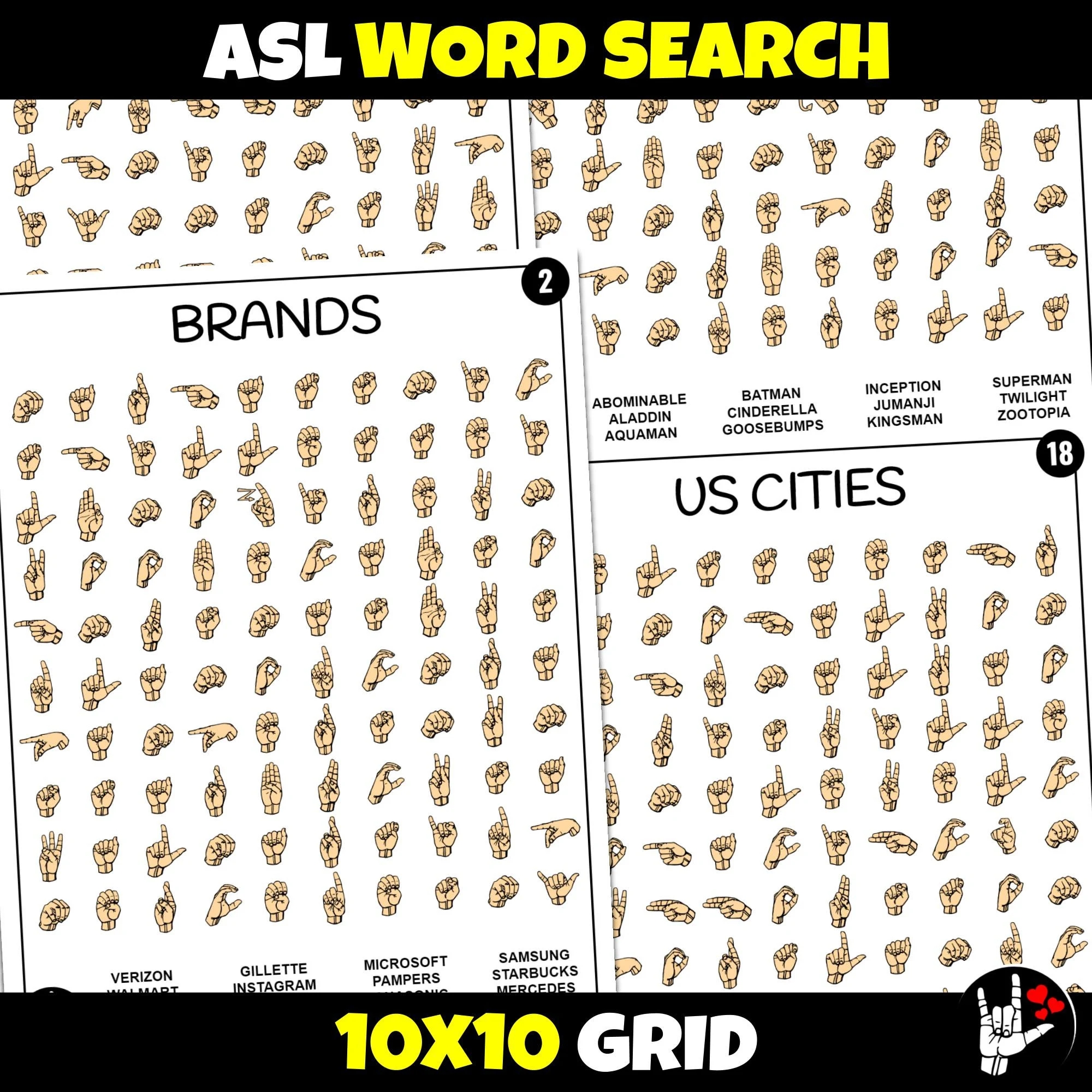 Asl Word Search Printables