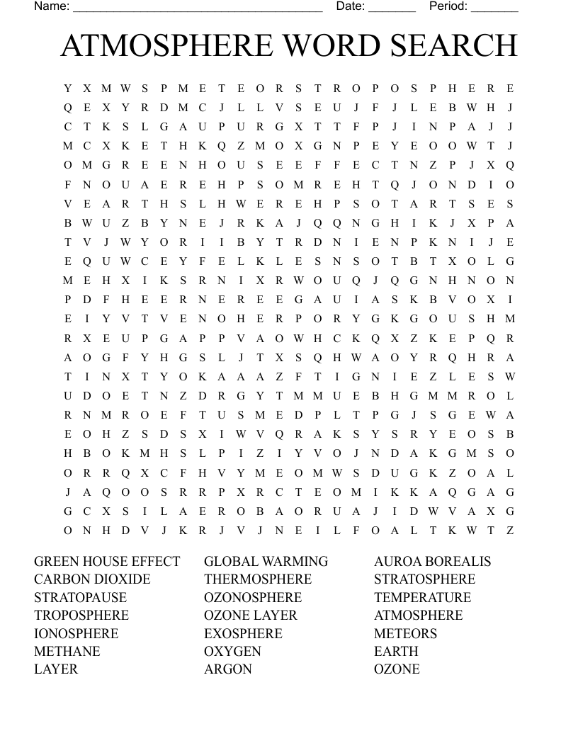 ATMOSPHERE WORD SEARCH WordMint