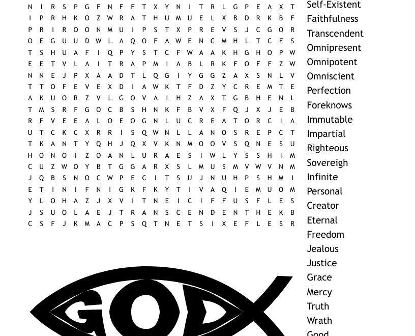Attributes Of God Word Search WordMint
