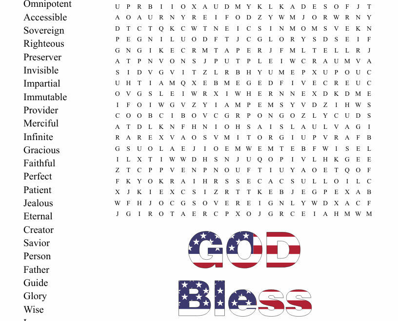 Attributes Of God Word Search WordMint