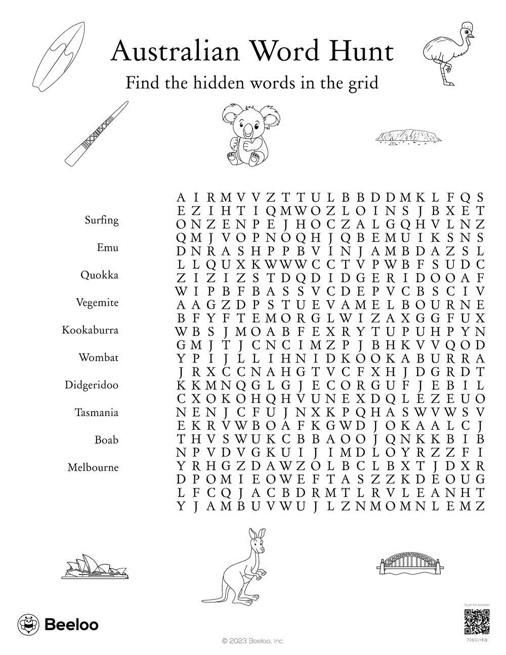 Emu Word Search Printable