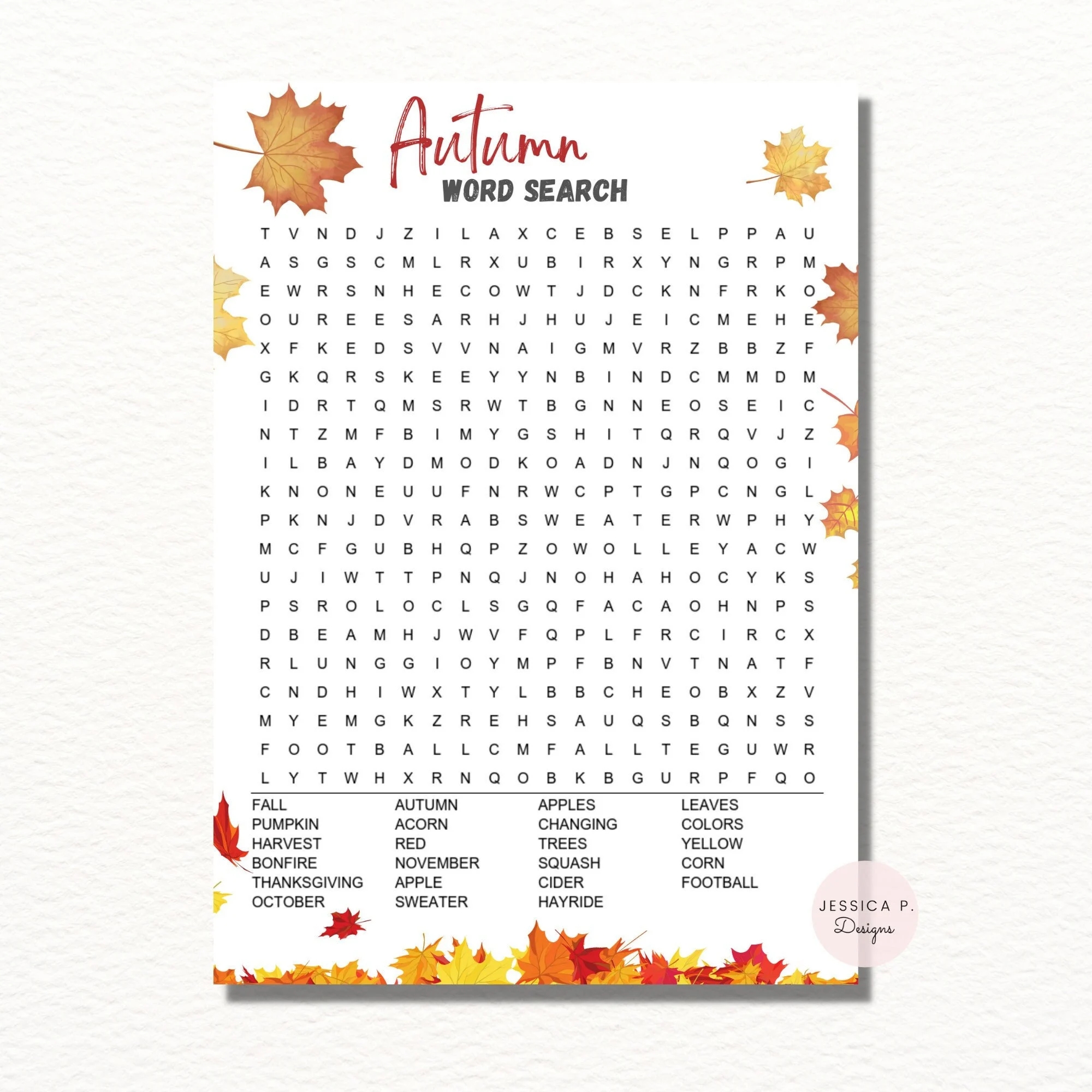 Autumn Fall WORD SEARCH Printable Game Games For Kids Instant Download Printable Autumn Games Etsy