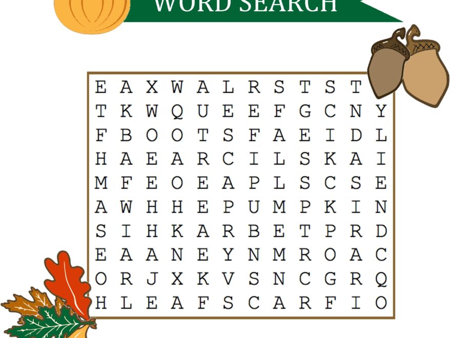 Autumn Word Search For Kids