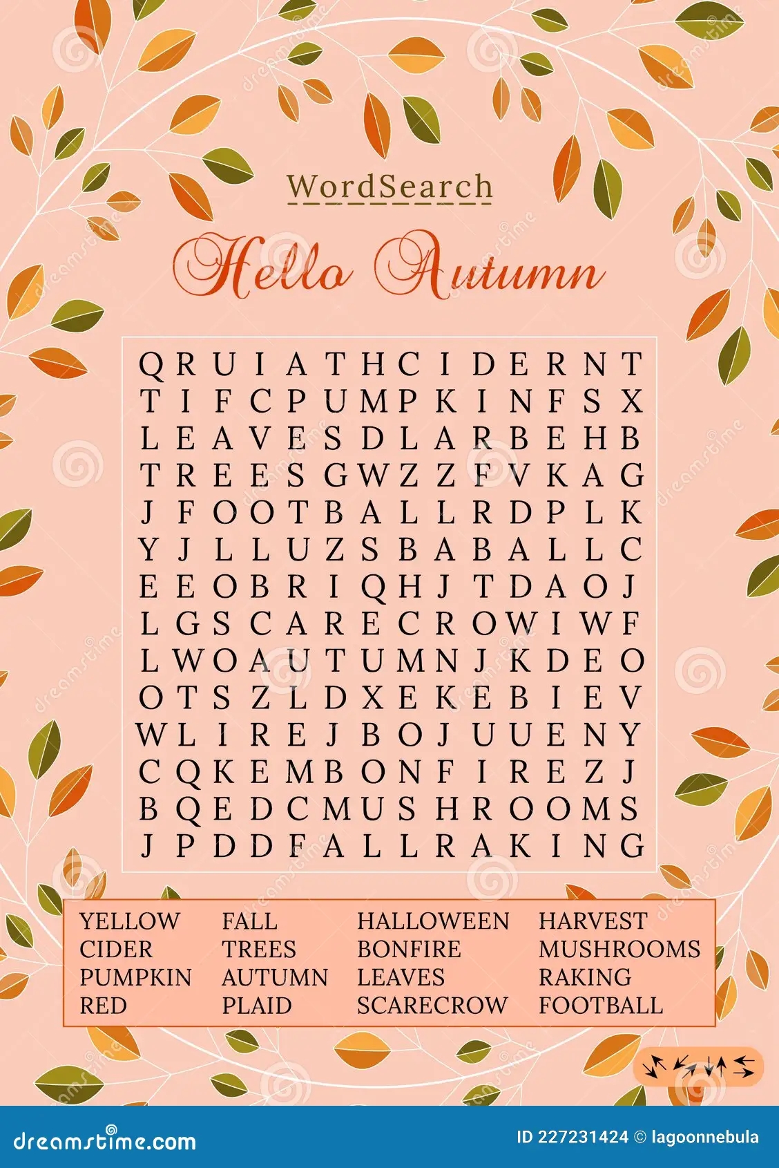 Autumn Word Search Puzzle Fall Season Crossword Puzzle For Children Or Adults Stock Vector Illustration Of Logic Learning 227231424