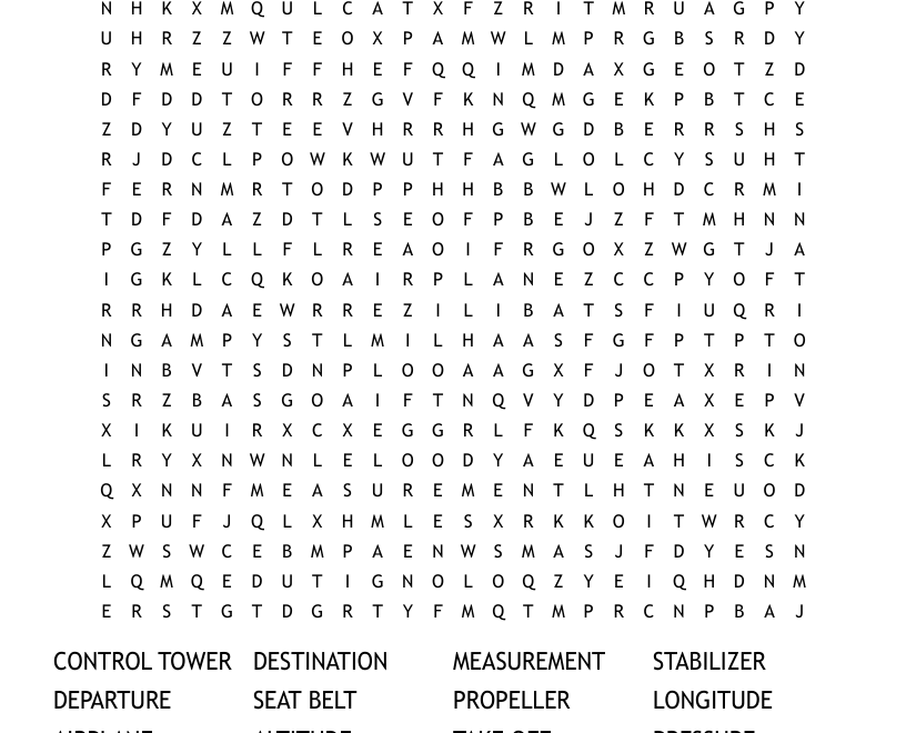 Aviation Word Search WordMint