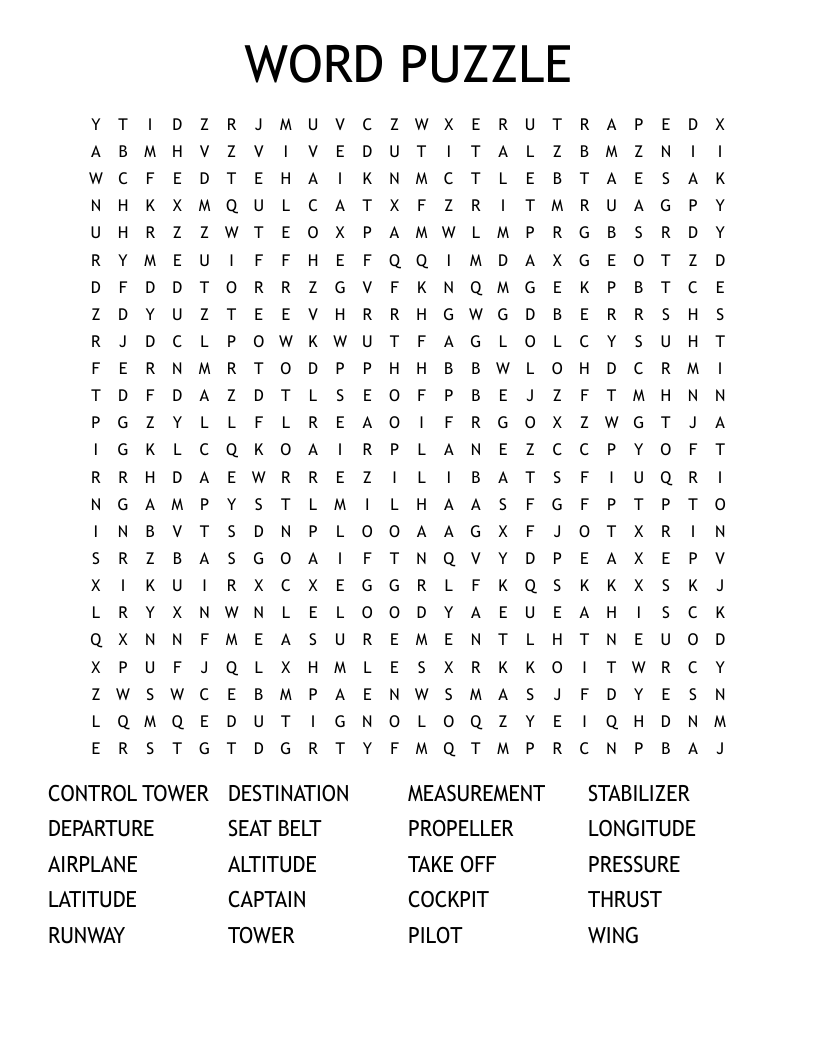 Aviation Word Search WordMint