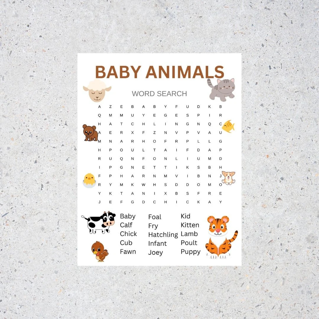 Word Search Animals Printable